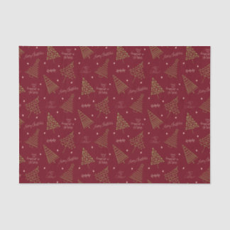 Modern Christmas Trees with Season Greetings Red Tissue Paper