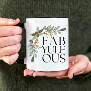 Modern Christmas Typography Green, Red and Gold Two-Tone Coffee Mug
