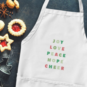 Modern Christmas Typography Joy Love Peace Hope Standard Apron