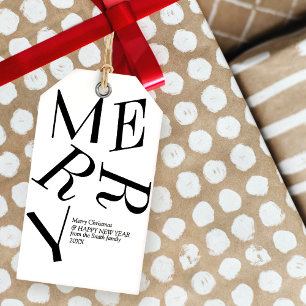 Modern Christmas Typography Personalised Gift Tag