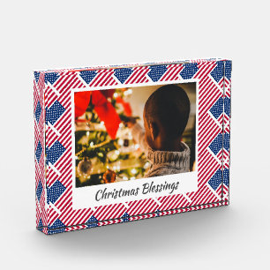 Modern Christmas USA FLAG Customised Keepsake Photo Block