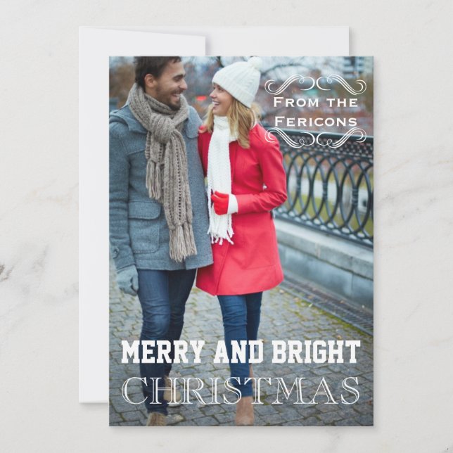Modern Christmas vintage elements Groupon photo Holiday Card (Front)