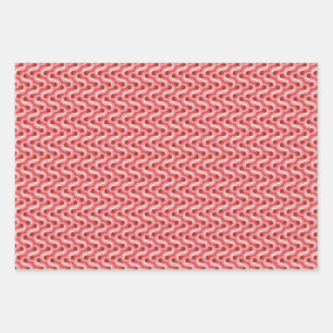 Modern Christmas Wavy Geometric Stripe in Bold Red Wrapping Paper Sheet