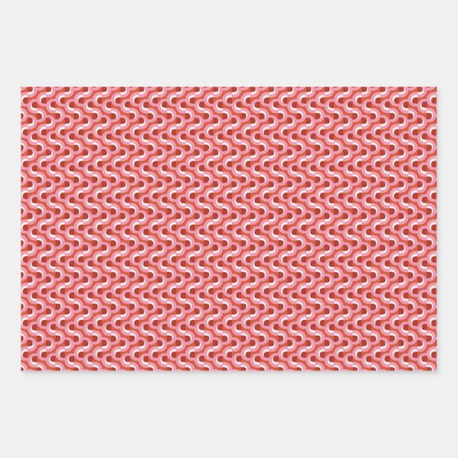 Modern Christmas Wavy Geometric Stripe in Bold Red Wrapping Paper Sheet (Front)