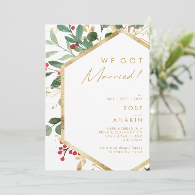 Modern Christmas | White Elopement Announcement (Standing Front)