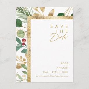 Modern Christmas   White Save The Date Postcard