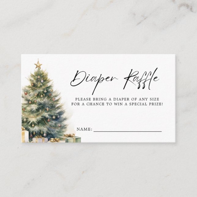 Modern Christmas Winter Baby Shower Diaper Raffle Enclosure Card (Front)