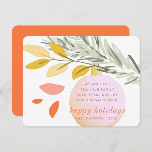 Modern Christmas Winter Snow Ornament on Pine Holiday Card