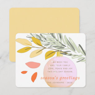 Modern Christmas Winter Snow Ornament on Pine Holiday Card