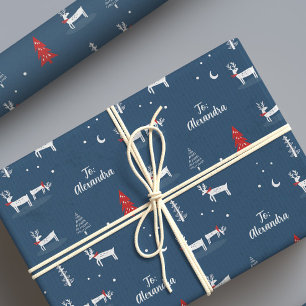 Modern Christmas Winter Woodland Custom Script Wrapping Paper