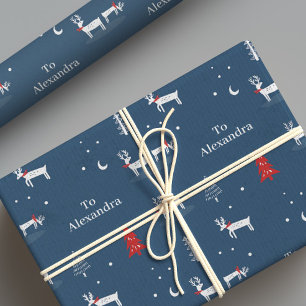 Modern Christmas Winter Woodland Personalised Wrapping Paper