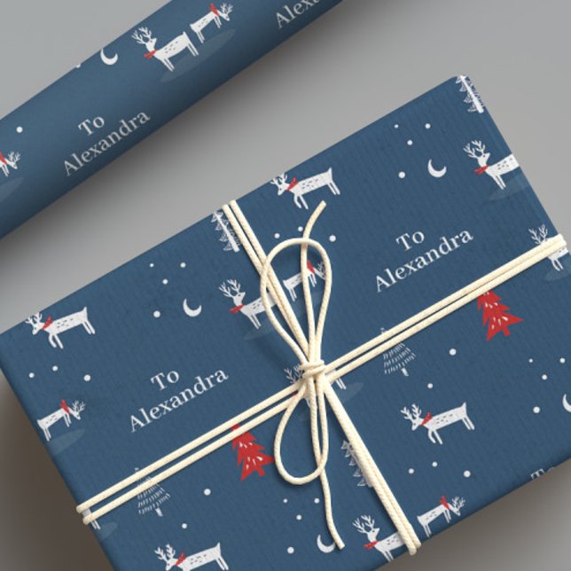 Modern Christmas Winter Woodland Personalised Wrapping Paper (Creator Uploaded)