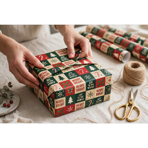 Modern Christmas Word pattern Wrapping Paper