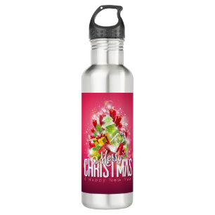 Modern Christmas Wrapped Presents & Tree - Festive 710 Ml Water Bottle