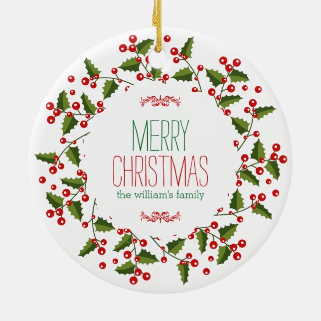 Modern Christmas Wreath Merry Christmas Ceramic Tree Decoration (Back)