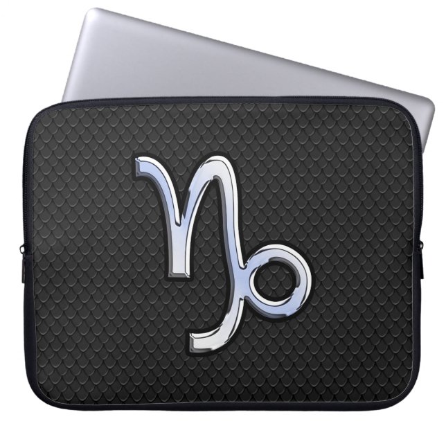 Modern Chrome like Capricorn Sign on Snake style Laptop Sleeve (Front)