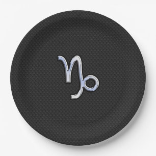 Modern Chrome like Capricorn Sign on Snake style Paper Plate