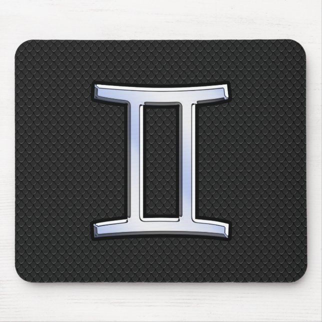 Modern Chrome Like Gemini Zodiac Sign Mouse Mat (Front)