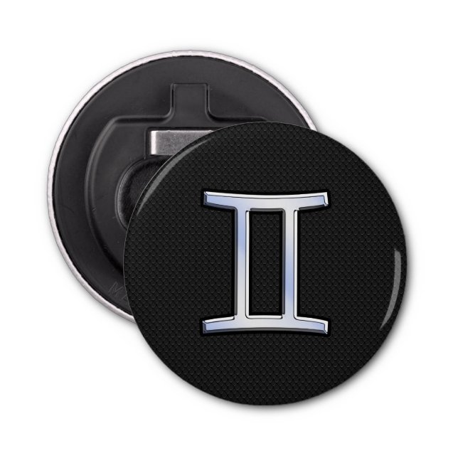 Modern Chrome Like Gemini Zodiac Symbol Bottle Opener (Front)