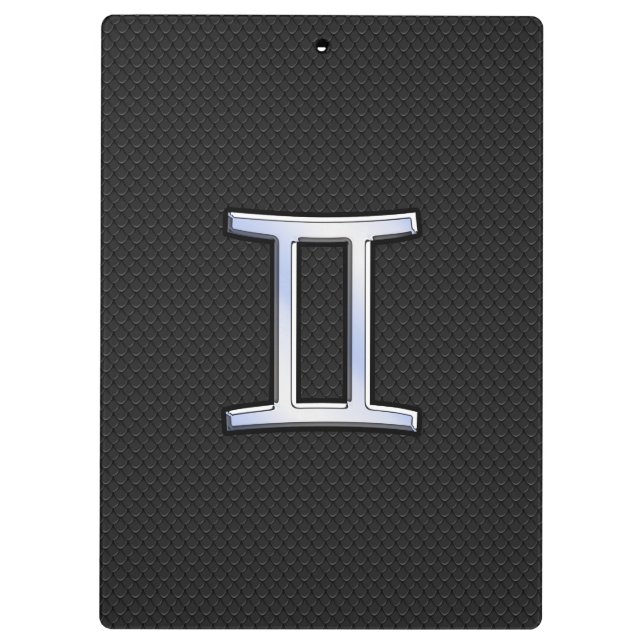 Modern Chrome Like Gemini Zodiac Symbol Clipboard (Back)