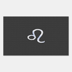 Modern Chrome Like Leo Sign on snake skin Rectangular Sticker