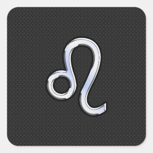 Modern Chrome Like Leo Sign on snake skin Square Sticker