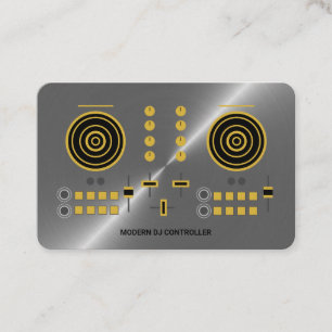 Modern Chrome-Tone Faux DJ Controller 2020 Business Card
