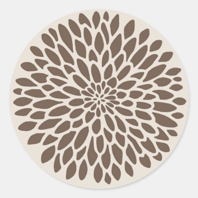Modern Chrysanthemum Graphic Classic Round Sticker (Front)