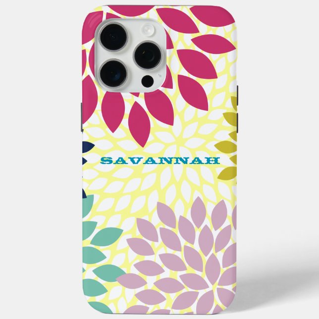 Modern Chrysanthemum Personalised iPhone Case (Back)