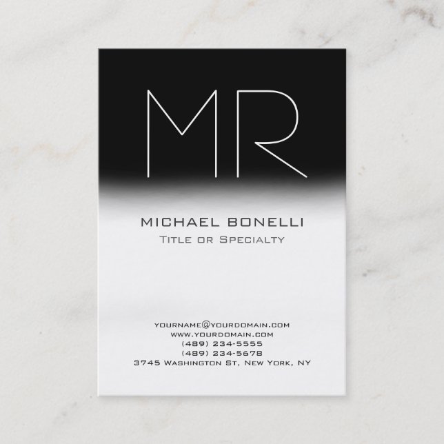 Modern Chubby Black White Grey Business Card (Front)