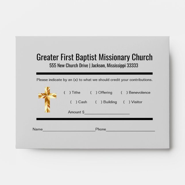 Modern Church Tithe Envelope (Front)