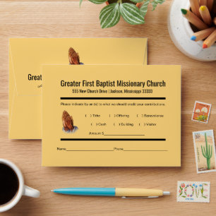 Modern Church Tithe Envelope Prayer Hands