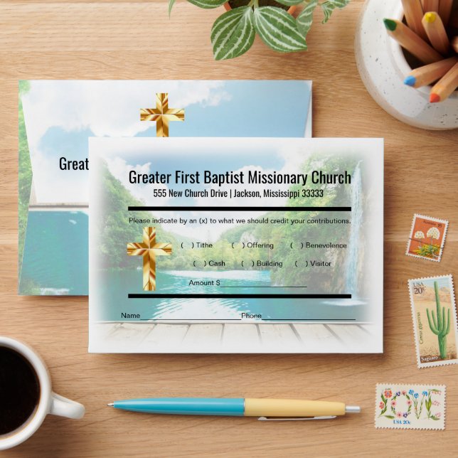 Modern Church Tithe Envelope Waterfalls (Desk)