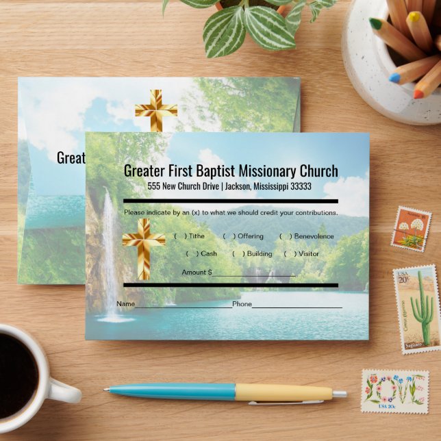 Modern Church Tithe Envelope Waterfalls (Desk)