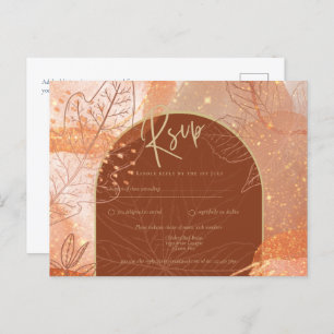 Modern Cinnamon Terracotta Autumn FALL Wedding Postcard