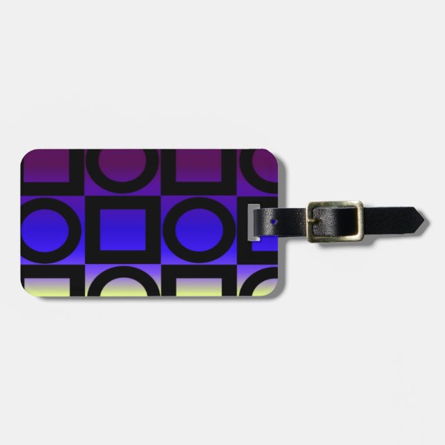 Modern Circle and Square Design Luggage Tag (Front Horizontal)