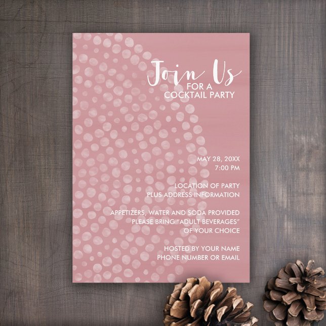 Modern Circle Dot Pattern - Mauve Cocktail Party Invitation (Holiday invitation with boho dots and pastel colors.)