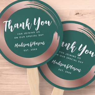 Modern Circle Faux Gold Wedding Thank You Hand Fan