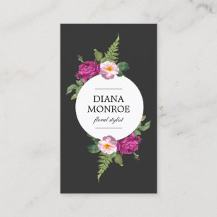 Modern Circle Floral Wreath Business Card