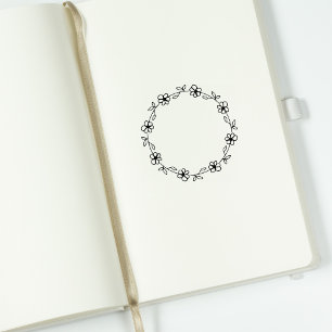 Modern Circle Flower Journal Rubber Stamp