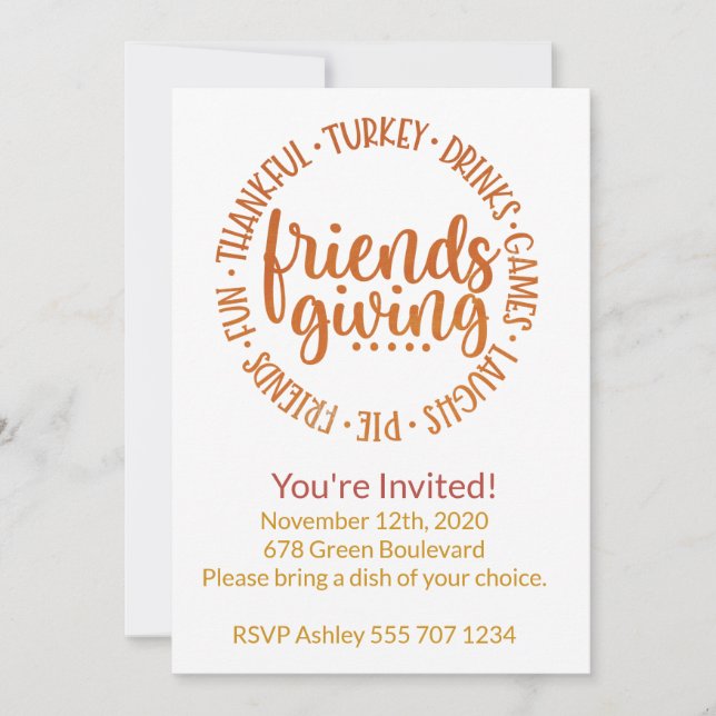 Modern Circle Friendsgiving Invitation (Front)