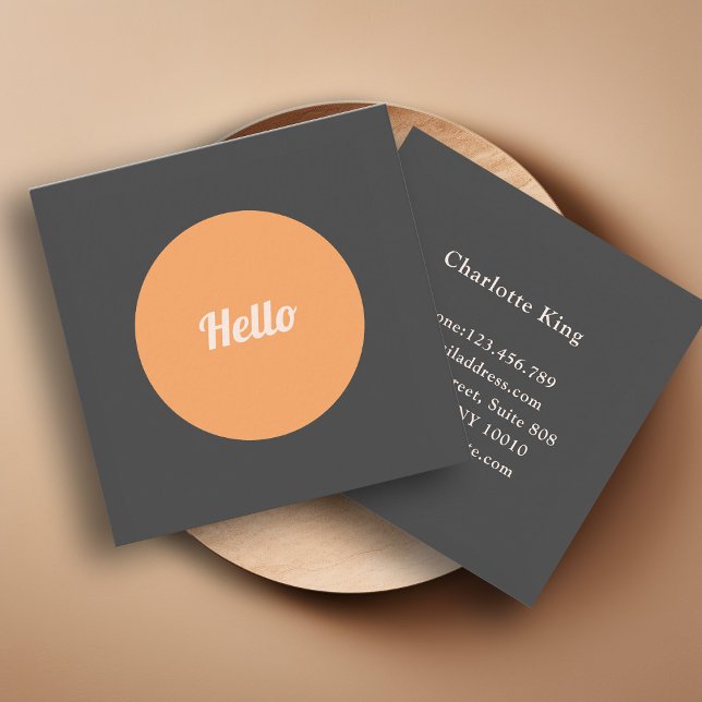 Modern Circle Hello Square Business Card (Creator Uploaded)