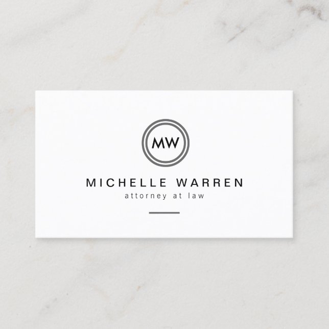 Modern Circle Monogram Initials Attorneys Business Card (Front)