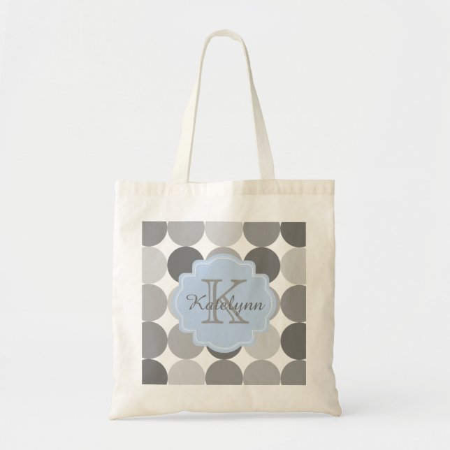Modern Circle Pattern Custom Monogram Tote Bag (Front)