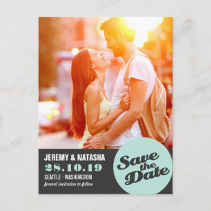 Modern Circle Spotlight Cutout Save The Date Photo Announcement Postcard