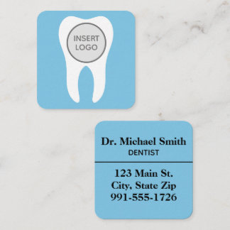 Modern Circle Tooth Logo Dentist and Dental Office Square Business Card
