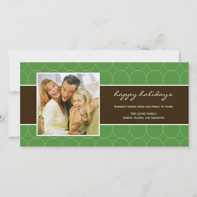 Modern Circles Holiday Photo Card - Green (Front)