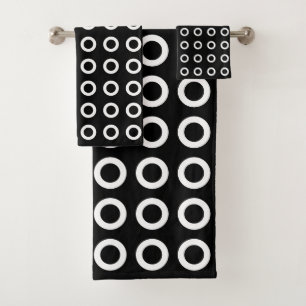 Modern Circles in Black & White Bath Towel Set
