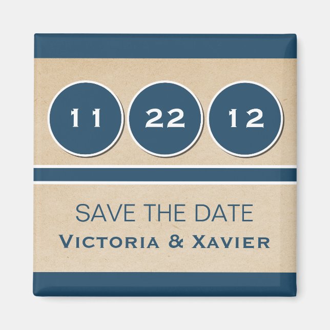 Modern Circles Save the Date Magnet, Blue Magnet (Front)