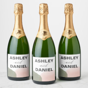 Modern Circles Wedding Sparkling Wine or Wine, Sparkling Wine Label